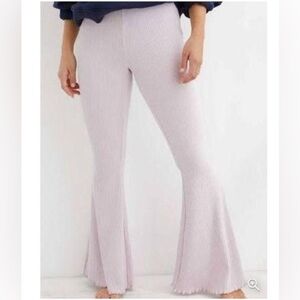NWT Aerie Hi Rise Ribbed Super Flare Pant Lilac Large